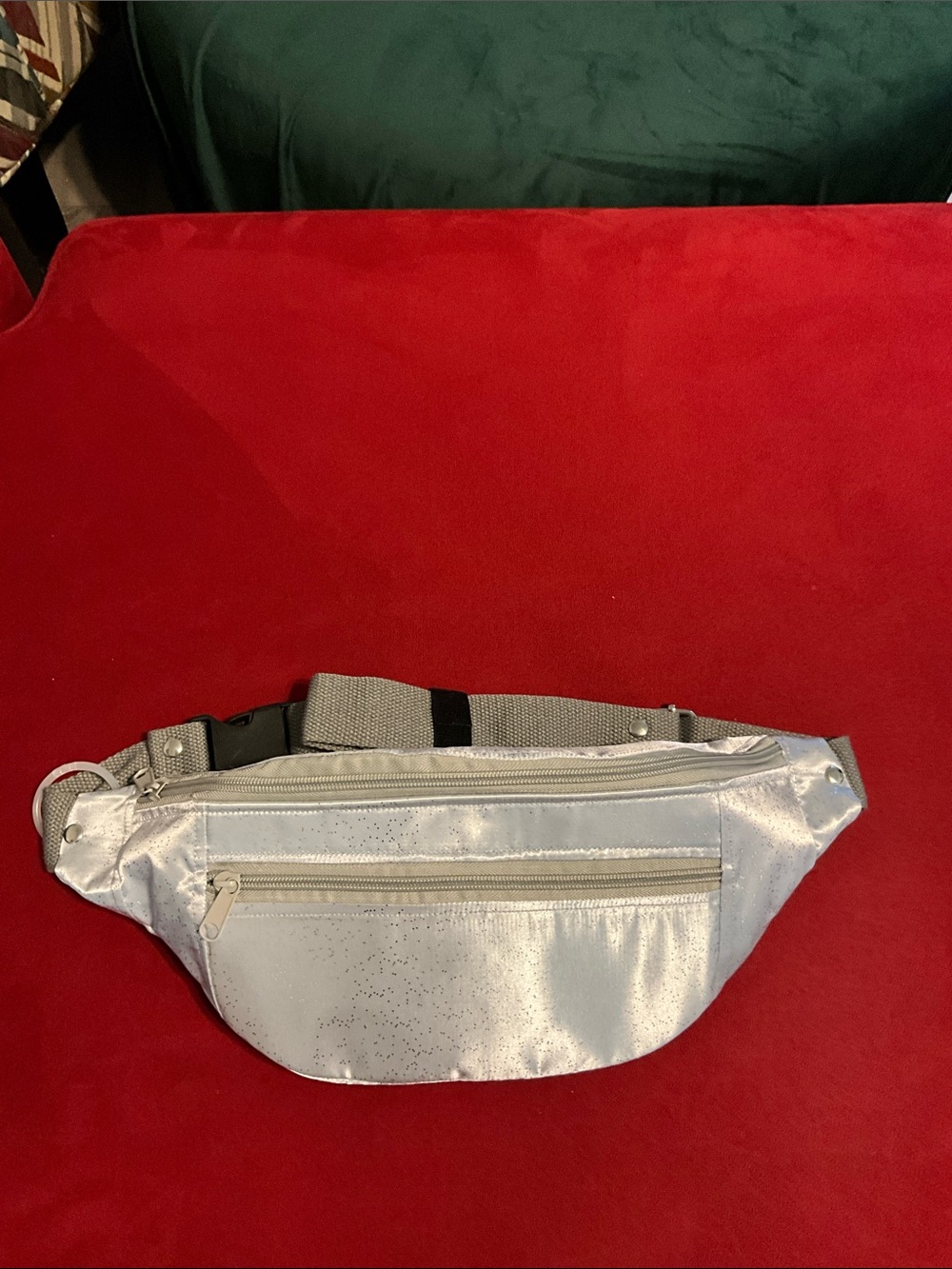Unbranded Silver Glitter Crossbody Waist Bag